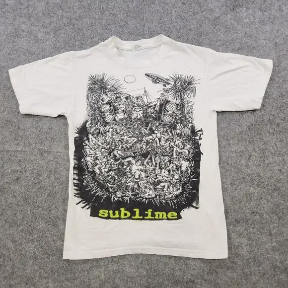 Vintage Y2K Sublime Shirt Mens Small White Skunk Records Long Beach Concert Band - Picture 3 of 10